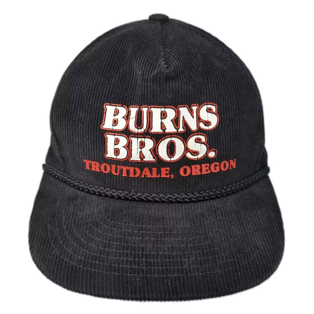 Mohr's 5 Panel Hat Black Red OS Snapback Corduroy Rope Burns Bros Oregon Logo